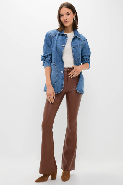 Mahogany Faux Leather Beverly High Rise Skinny Flare