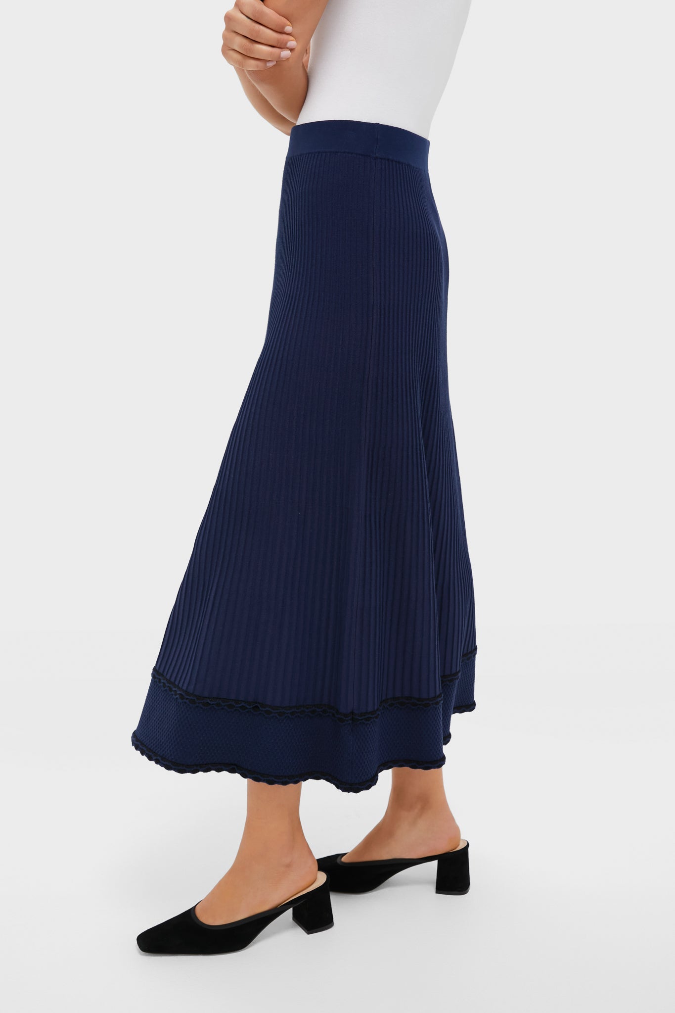 Navy Knit Claudia Midi Skirt