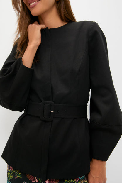 Black Long Sleeve Structured Rhoda Tunic Top