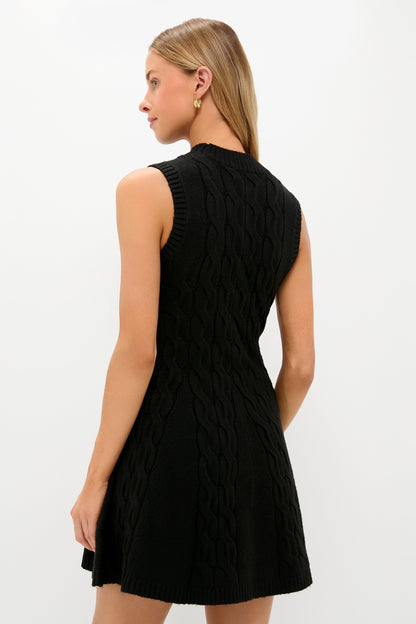Black Cable Knit Mini Saxon Dress
