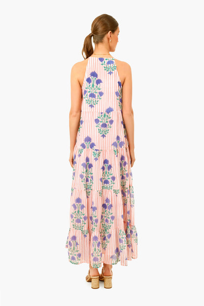 Jaipur Peach Long Tiered Tassel Dress