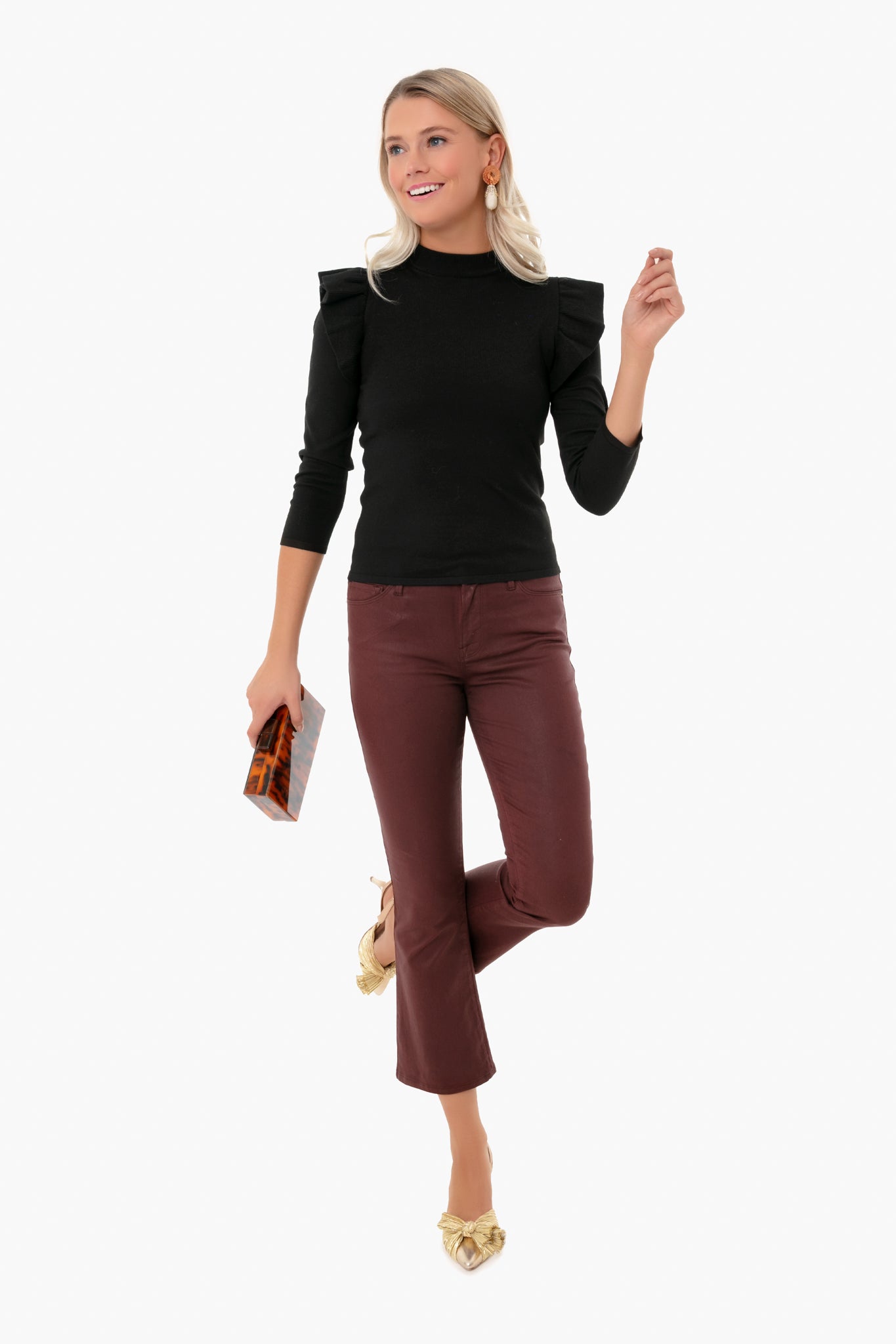 Black Ruffle Long Sleeve Sweater