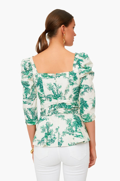 Forest Toile Green Lauren Top