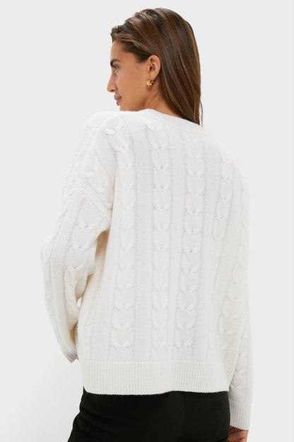 Ivory Cashmere Cable Knit Eloise Sweater