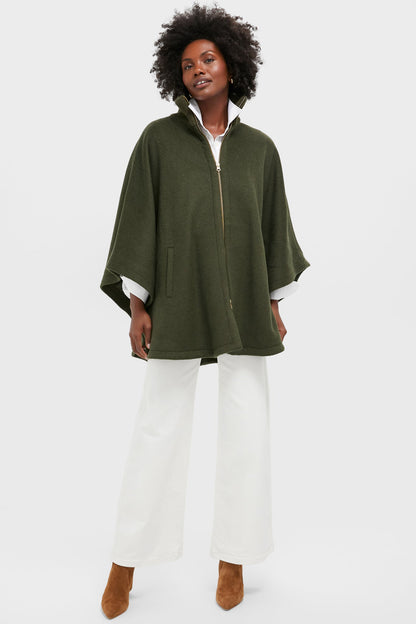 Olive Full Zip Huntington Poncho