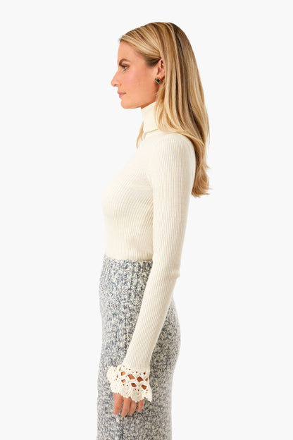Cream Wynter Rib Knit Turtleneck