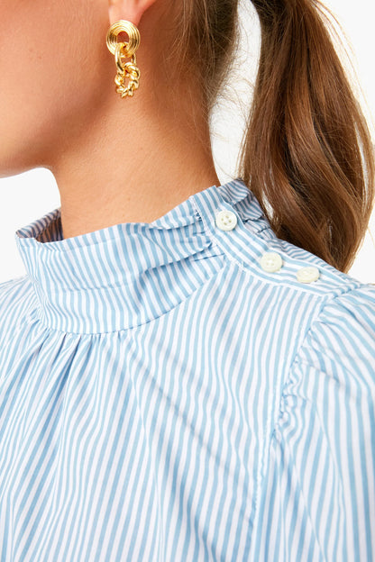 Freshwater Stripe Louella Oxford Shoulder Placket Blouse