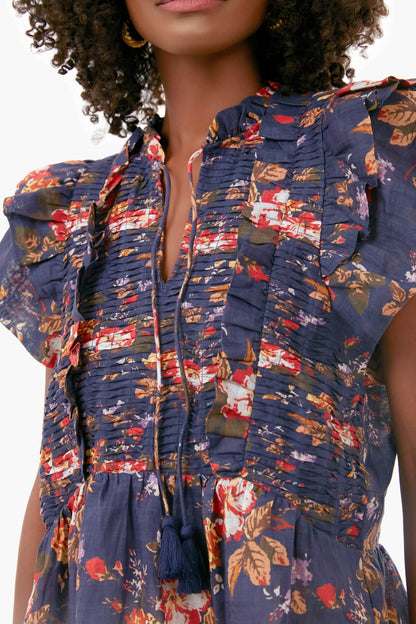 Navy Esme Flutter Sleeve Top