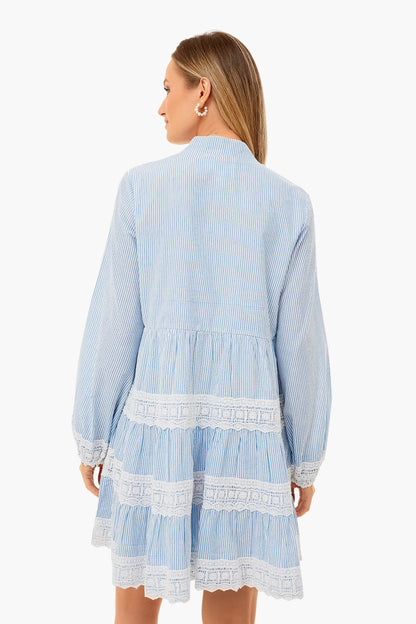 Blue Seersucker Charlotte Dress