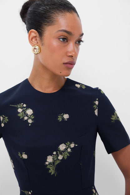 Midnight Blue Short Sleeve Midi Dress