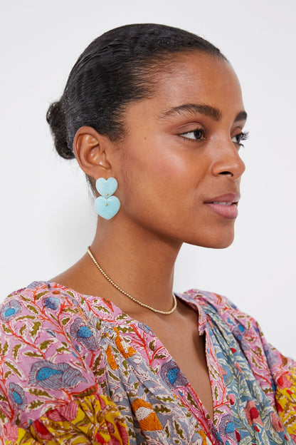 Aqua Ellie Heart Earrings