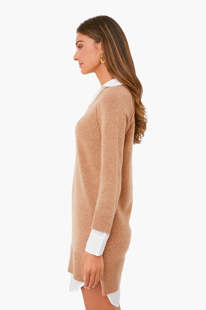 Camel Melange Looker Vee Dress