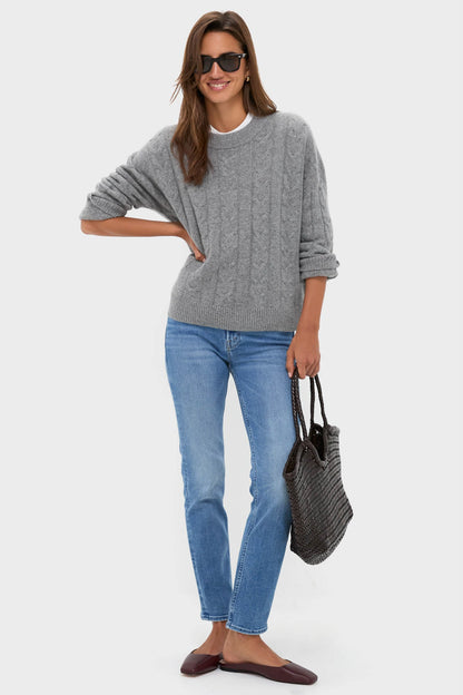 Shadow Gray Cashmere Eloise Cable Knit Sweater