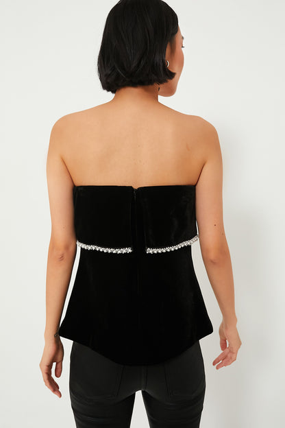 Velvet & Pearl Trim Strapless Valerie Top