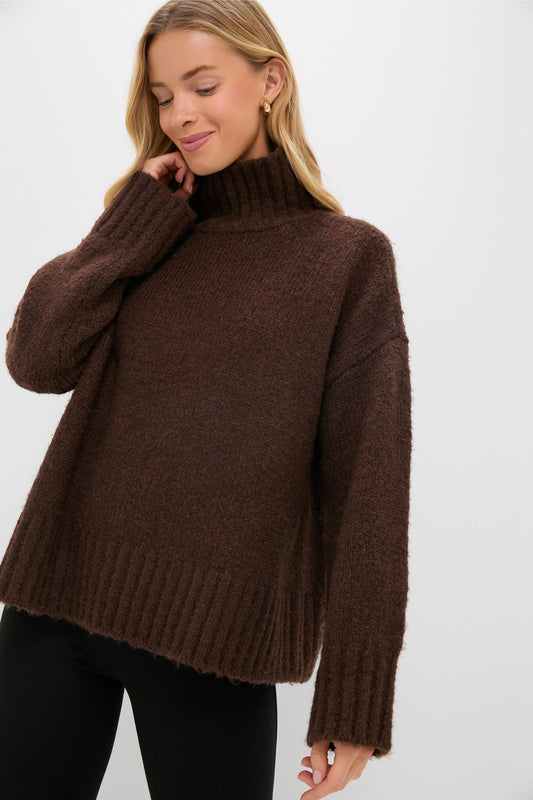 Chocolate Boucle Hannah Turtleneck Sweater