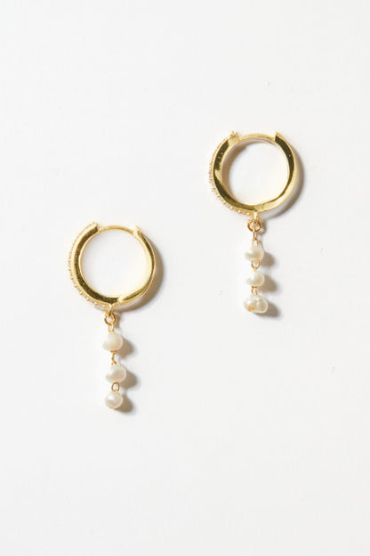 Pearl Drop Mini Huggie Hoop Earrings