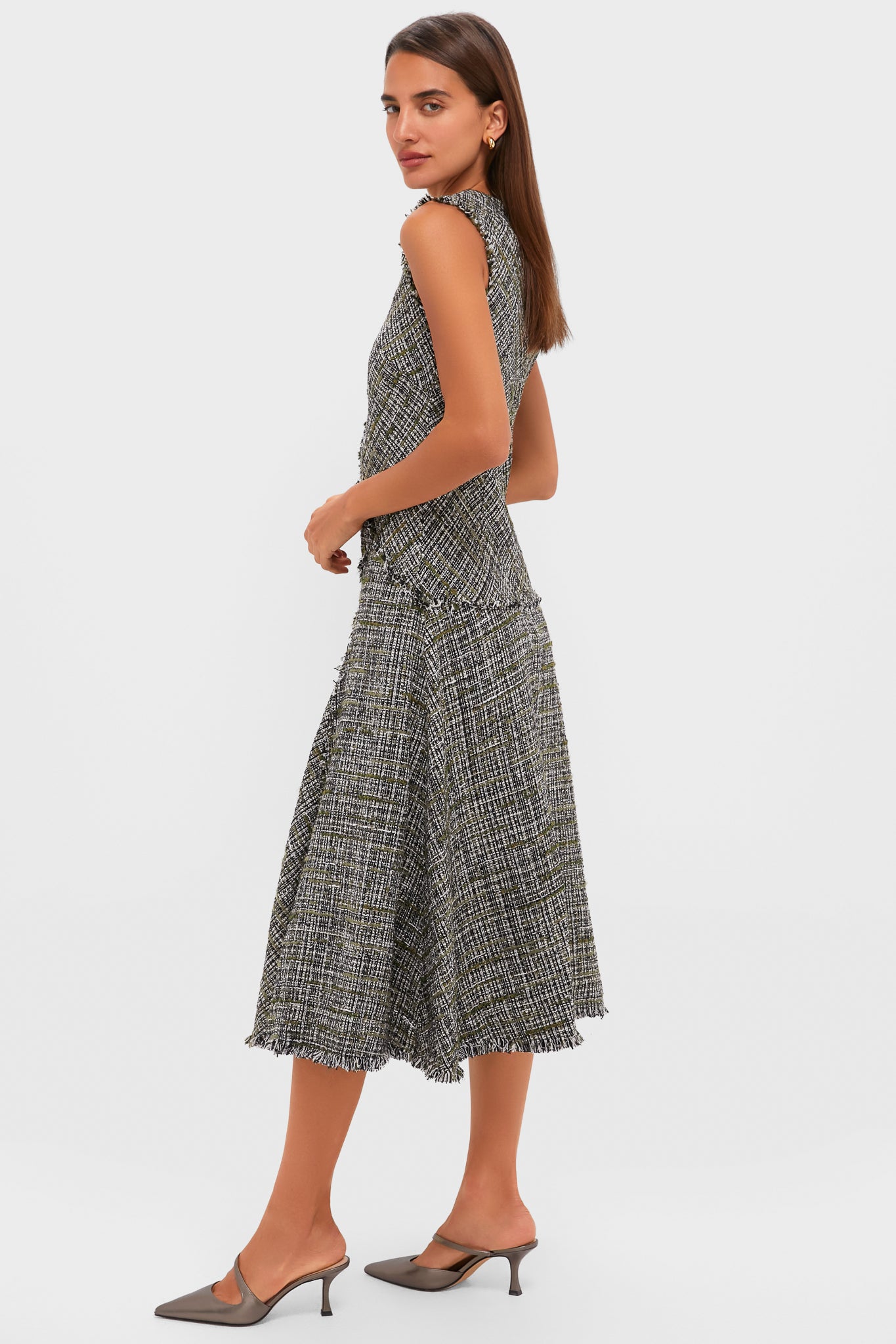 Dark Olive Sleeveless Midi Dress