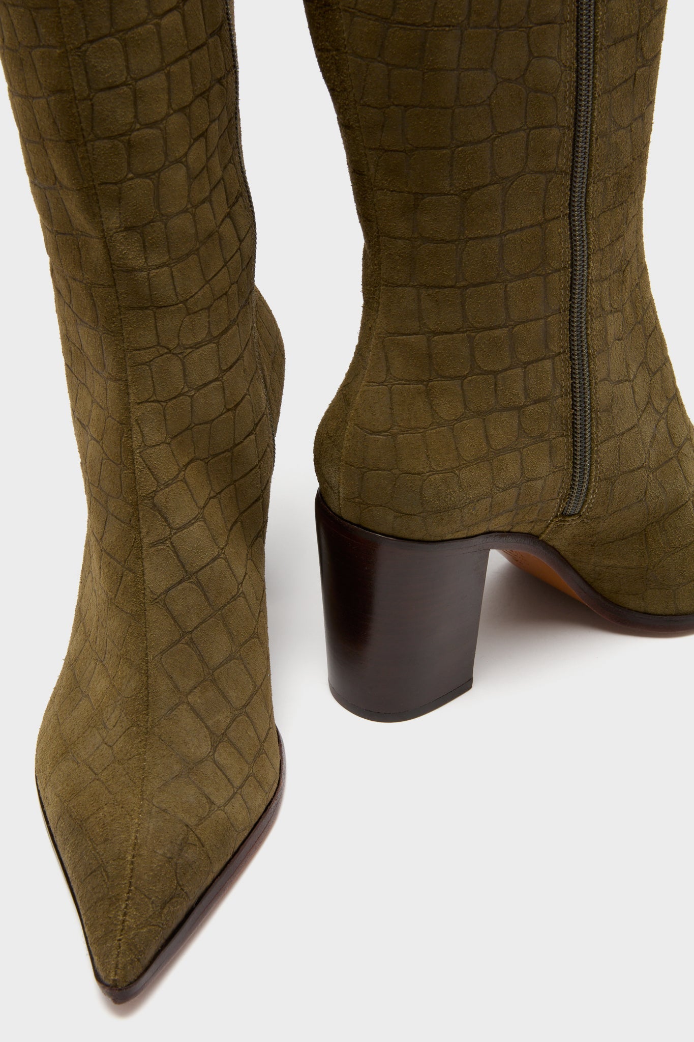 Military Green Mary Up Block Boots