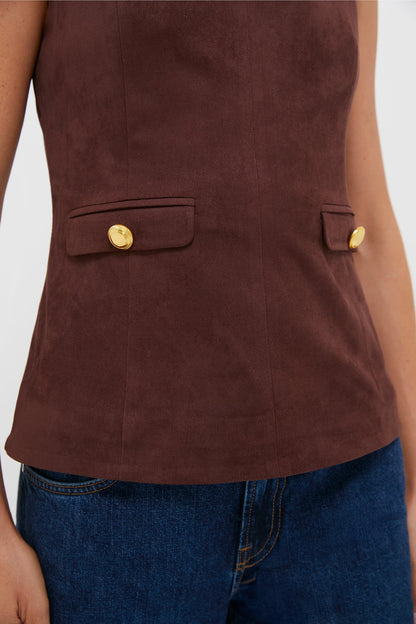 Brown Faux Suede Franz Top
