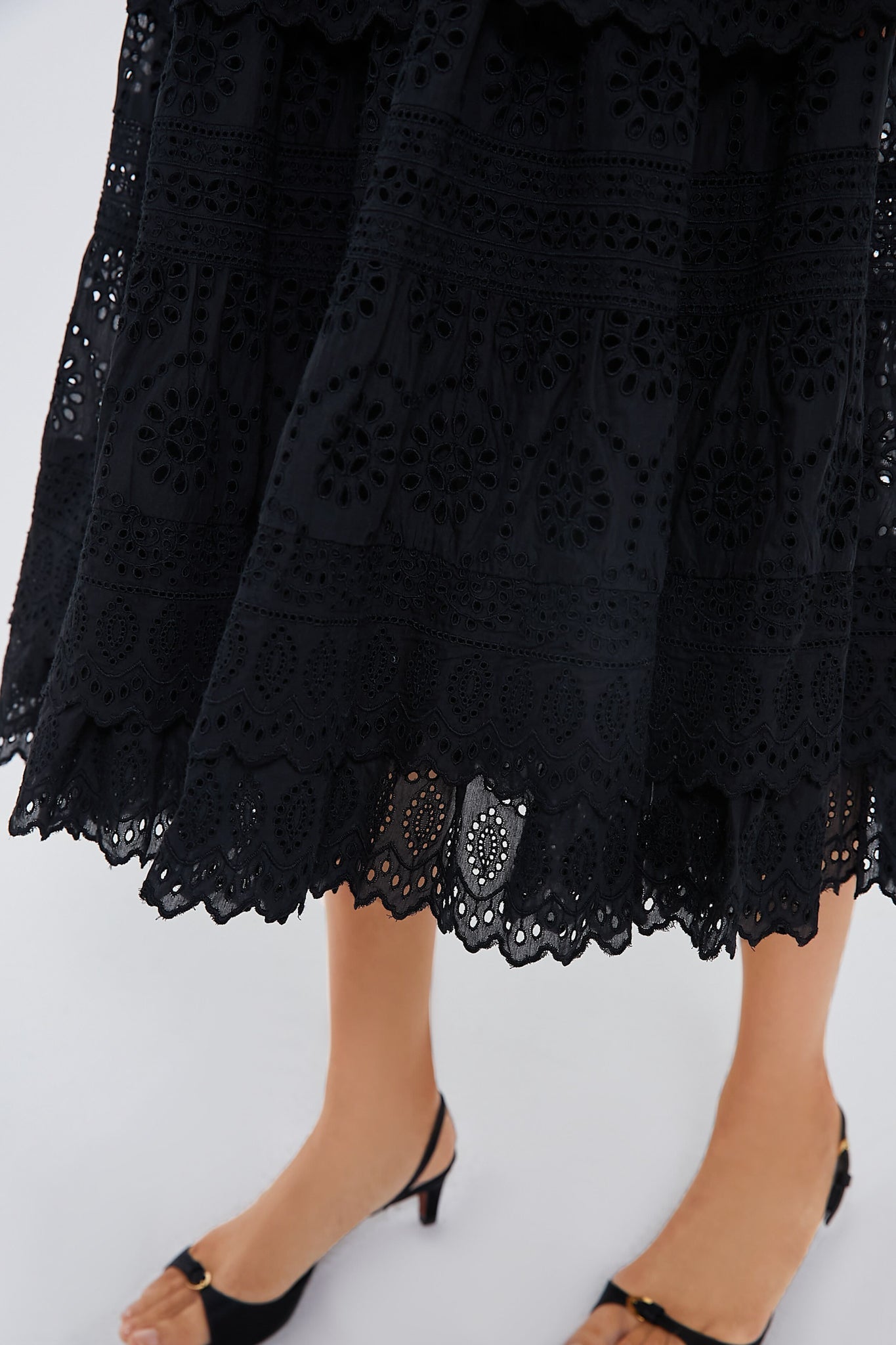 Black Lainey Embroidery Short Sleeve Dress