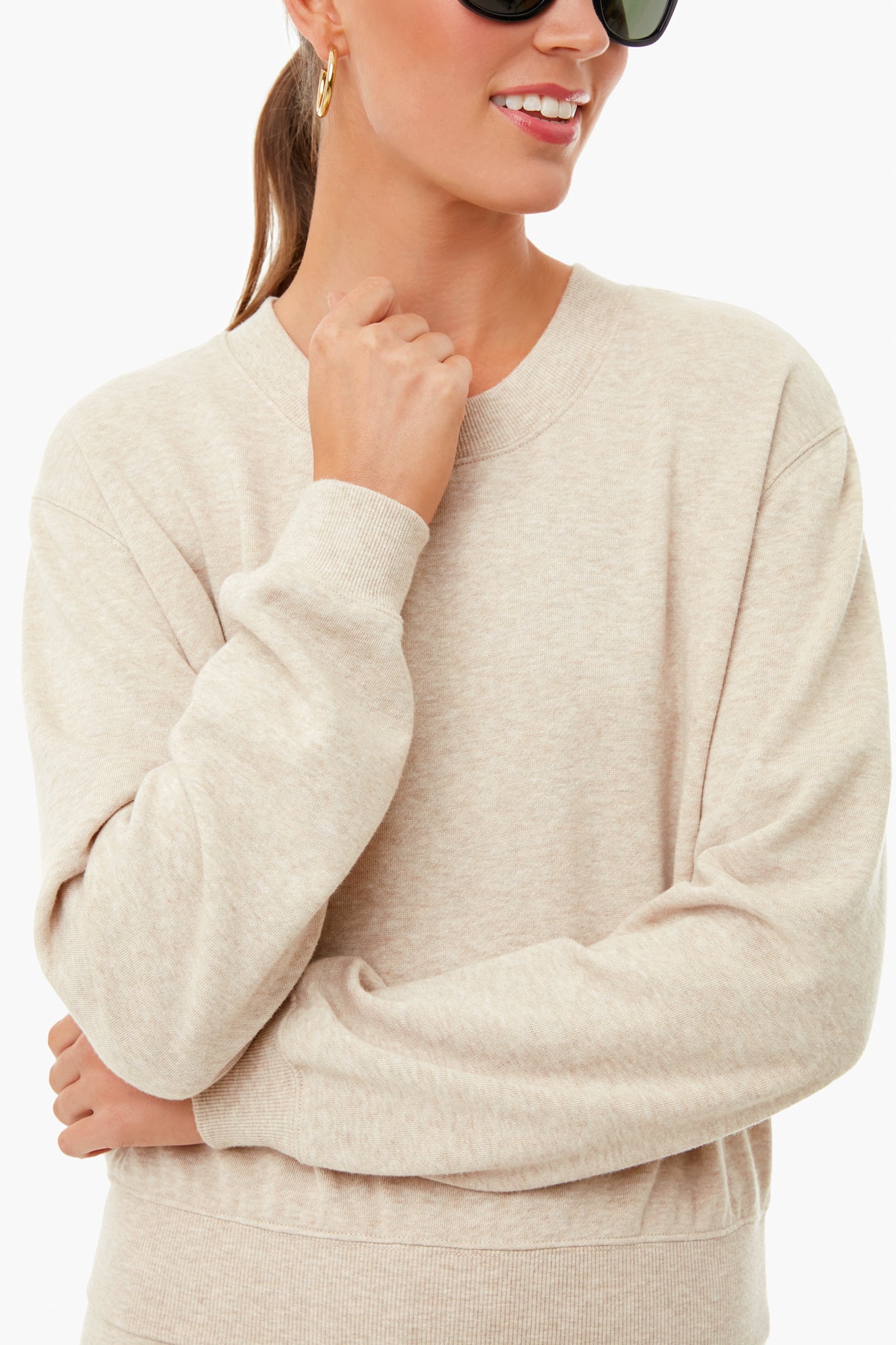 Heather Latte Classic Crew Sweatshirt