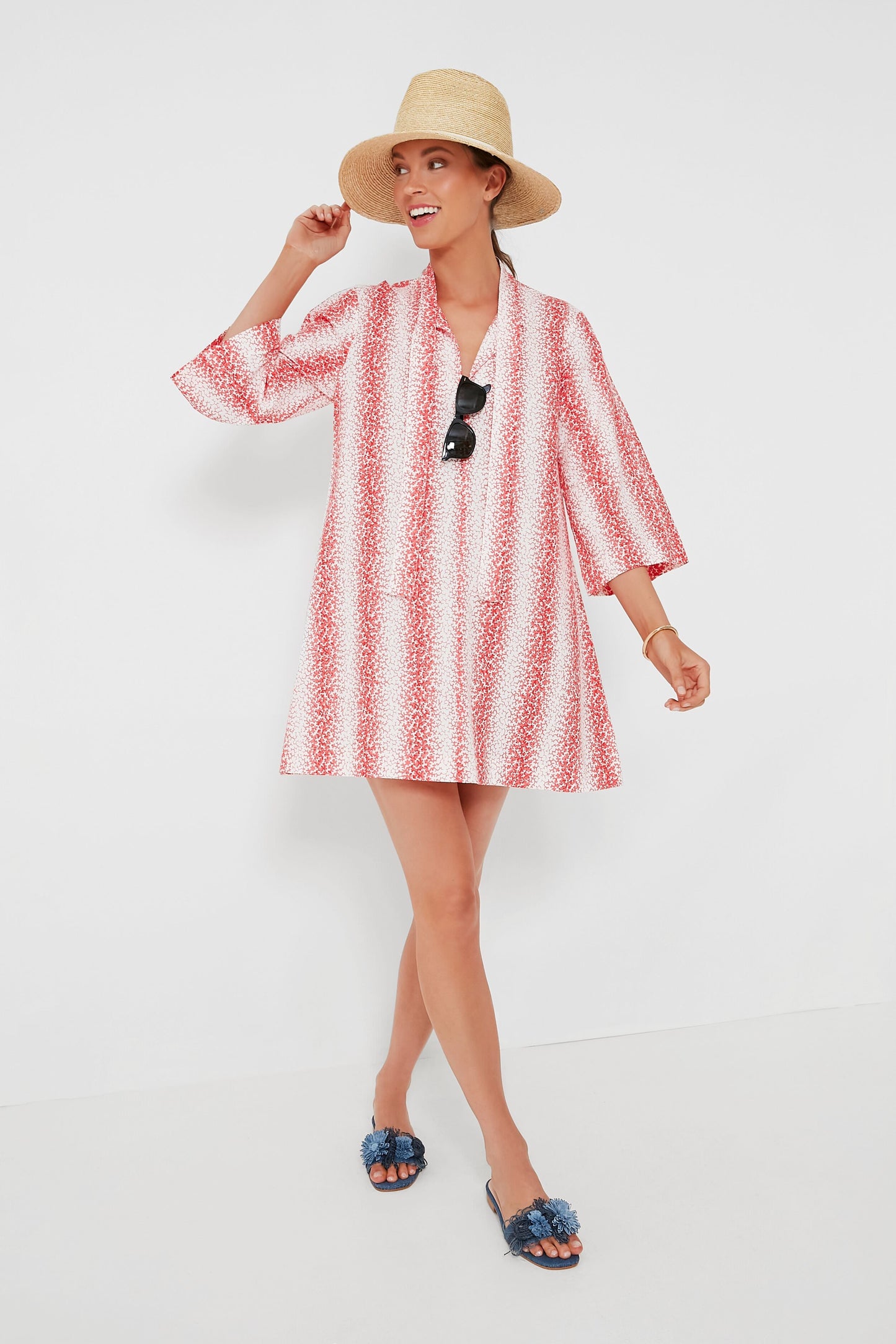 Speckled Coral Poplin Marseille Caftan