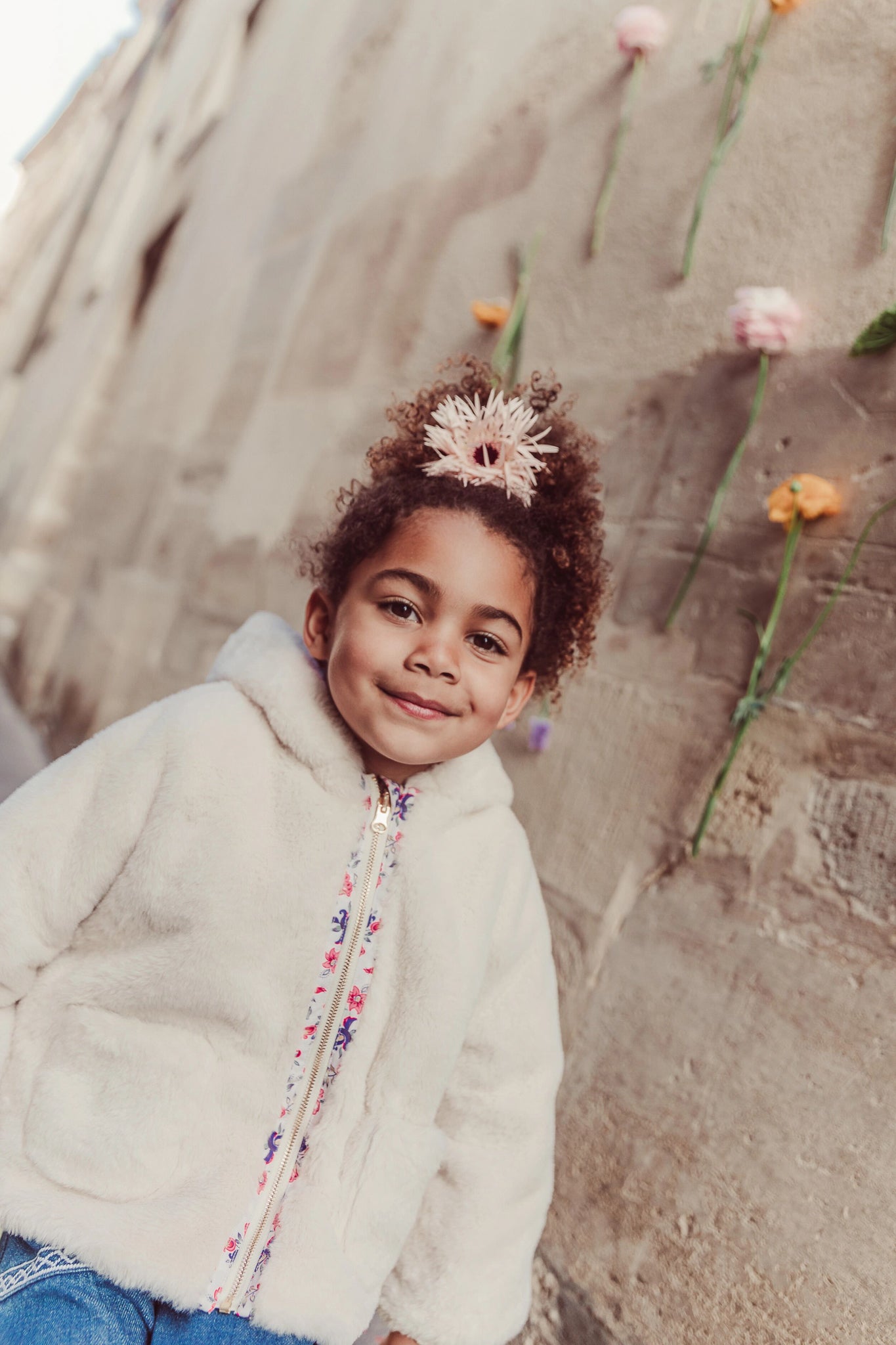 Reversible Coat Felvet Cream Wild Flowers