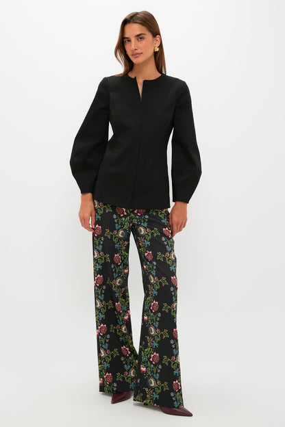 Black Long Sleeve Structured Rhoda Tunic Top