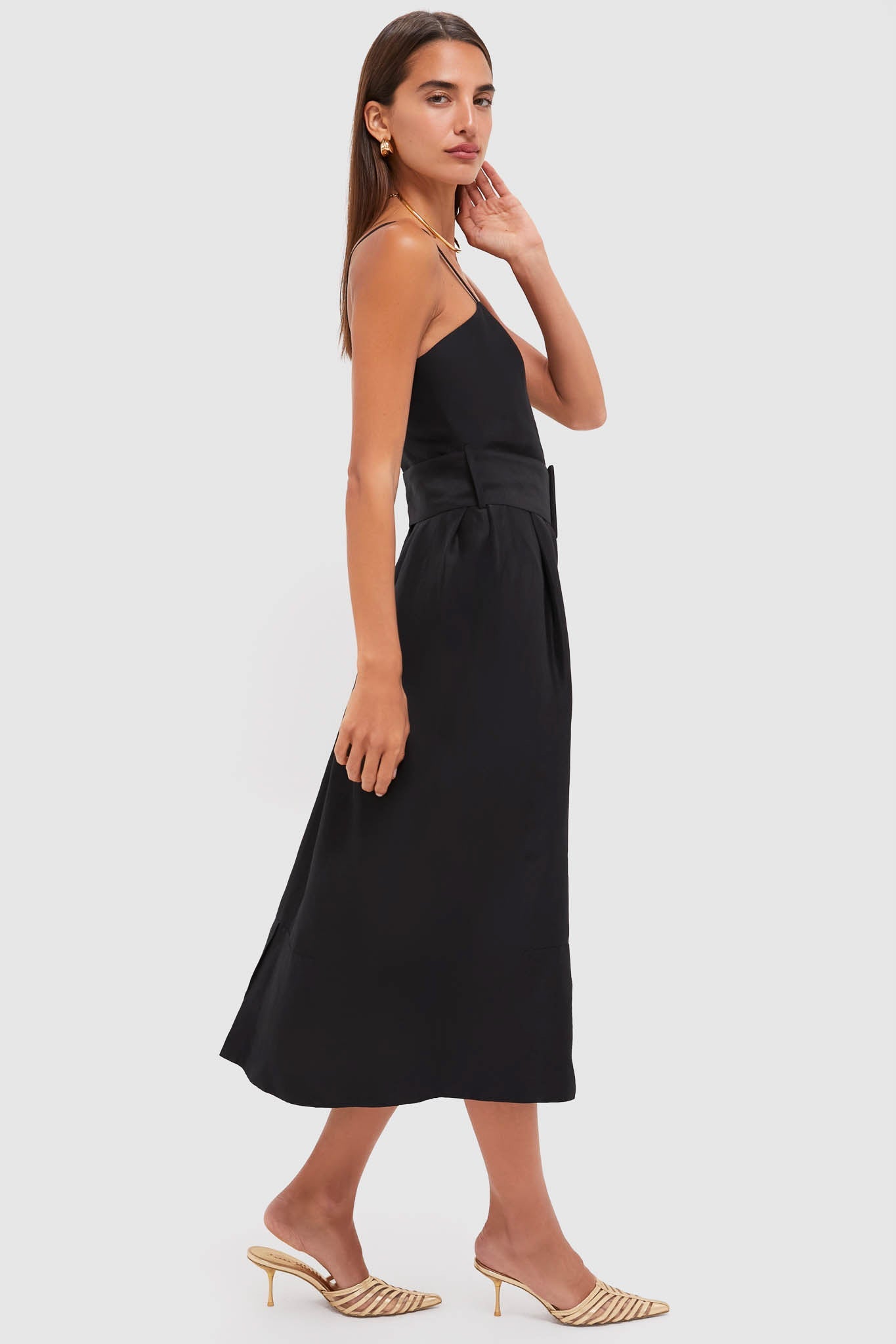 Black Artichoke Dress with Belt