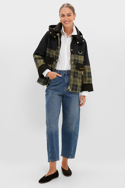 Olive and Black Check Elaine Showerproof Jacket