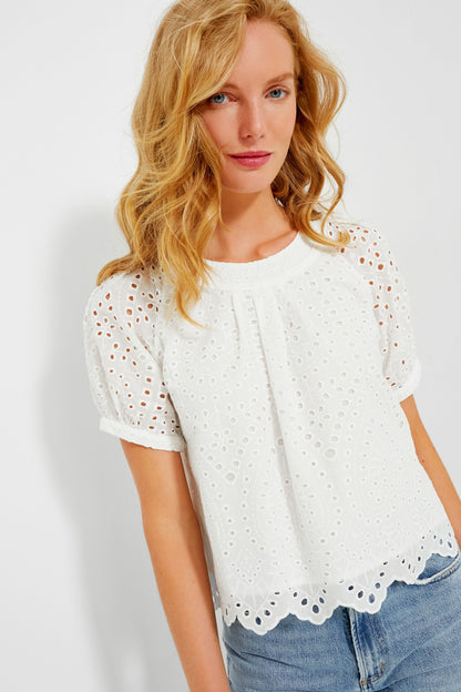 White Eyelet Fontalina Blouse