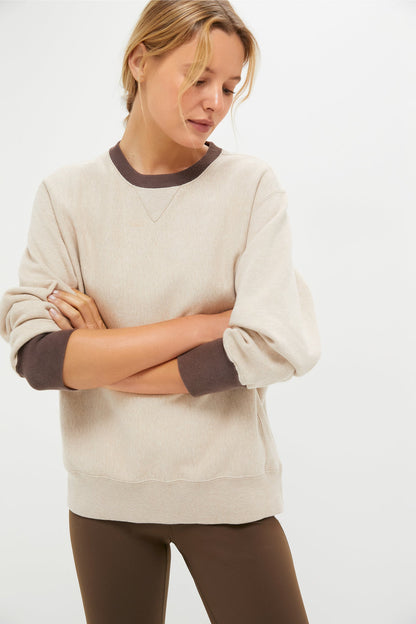 Heather Sandstone and Brown 100% Cotton Kolar Crewneck Sweatshirt