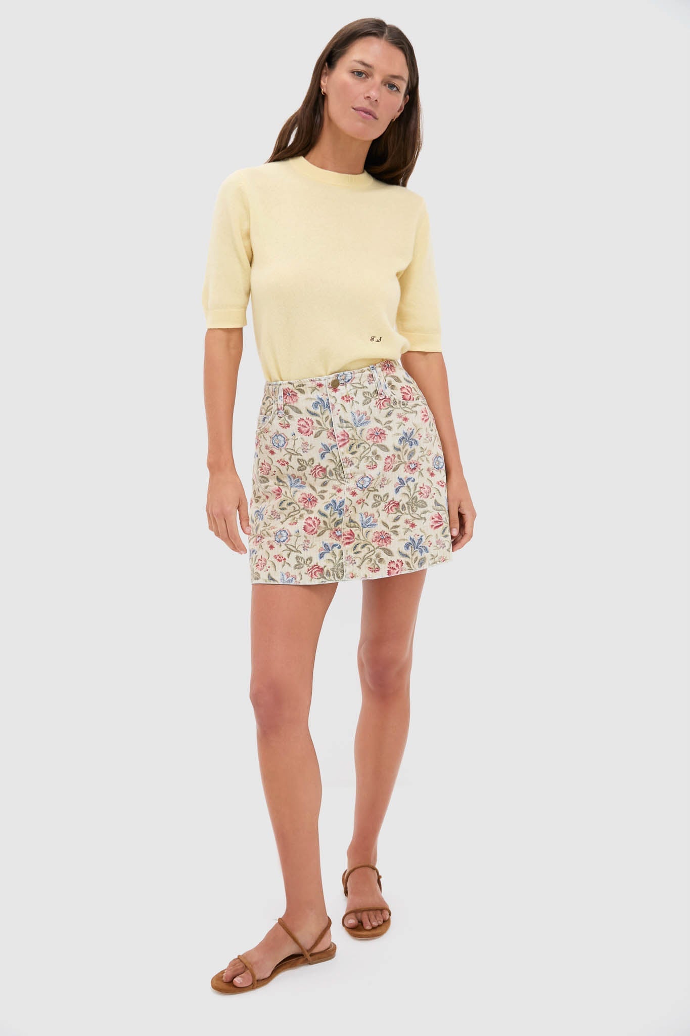 Dianthus Floral Denim Morrow Mini Skirt