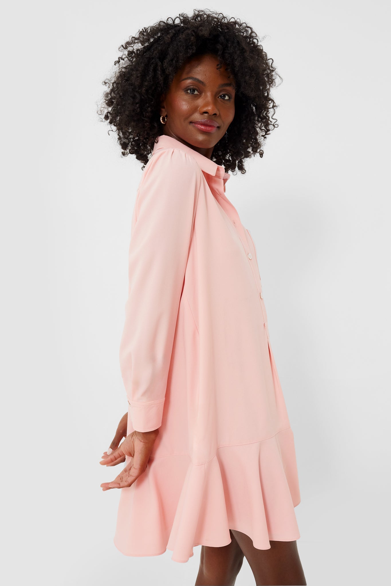 Bermuda Powder Pink Crepe Callahan Shirt Dress