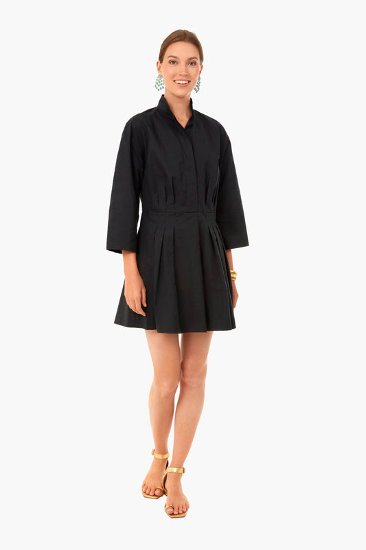 Black Fitted Band Collar Mini Dress