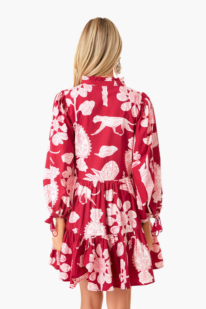 Magenta Lamu Yoke Dress