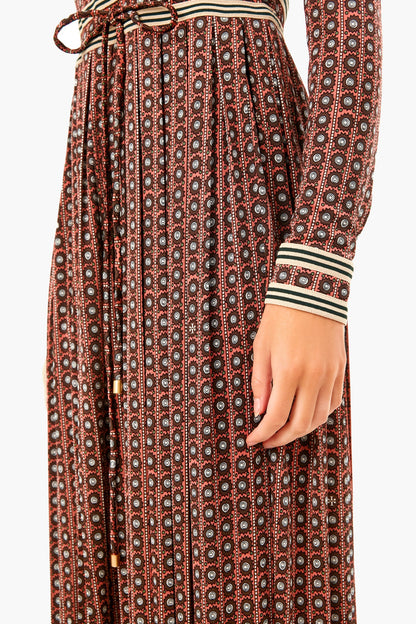 Sun Geo Silky Knit Shirt Dress