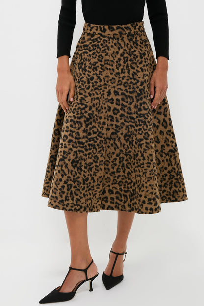Leopard Brushed Wool Andrea Circle Skirt