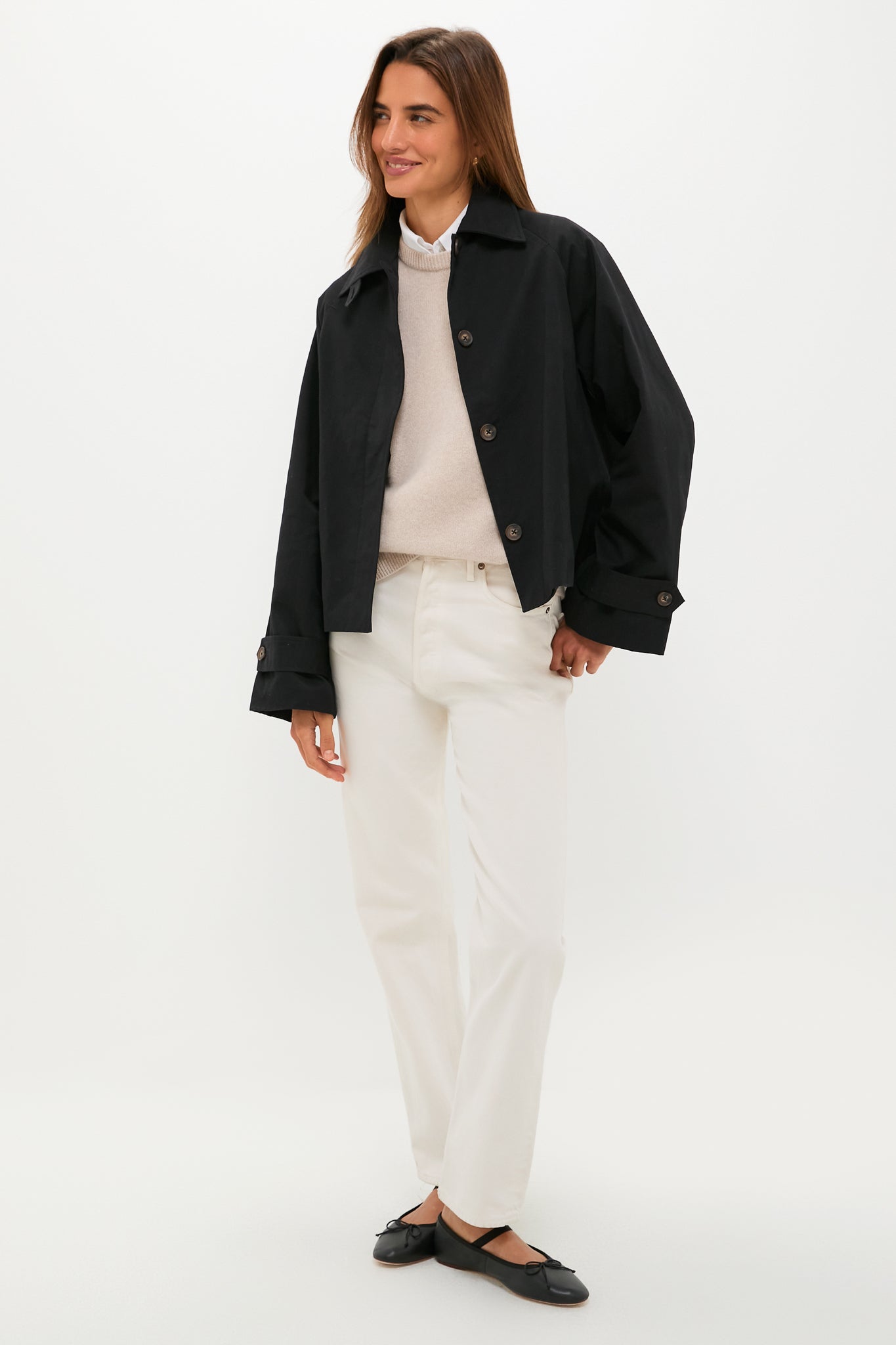 Black Drew Short Trench Coat