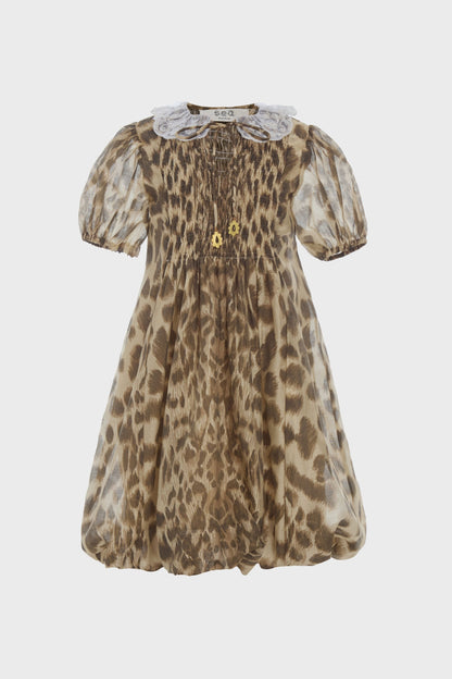 Cream Claude Print Bubble Dress