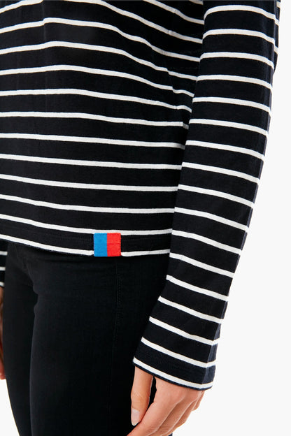The Black Striped Tissue Turtleneck