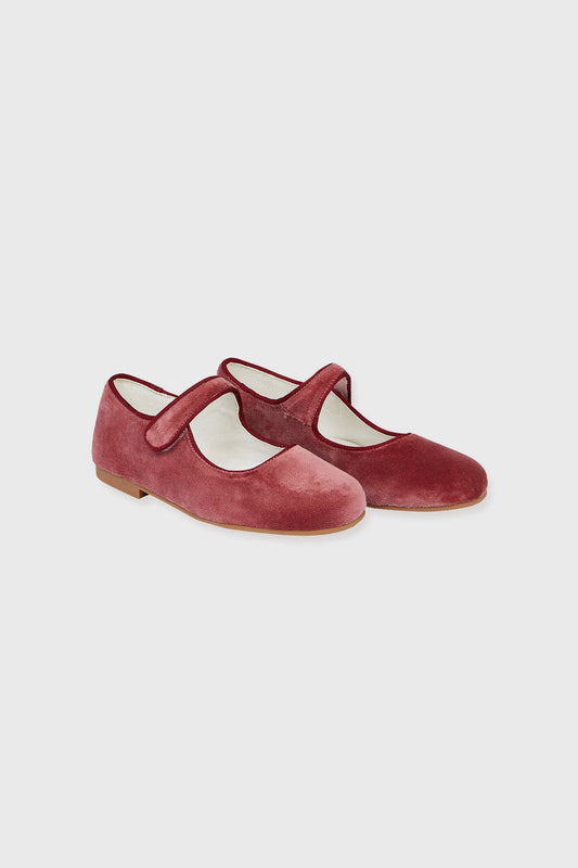 Dusty Pink Girl Velvet Mary Janes
