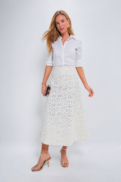 Vintage White Embroidered Skirt