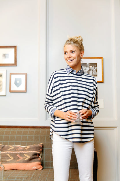 Navy and White Swing Sweatshirt