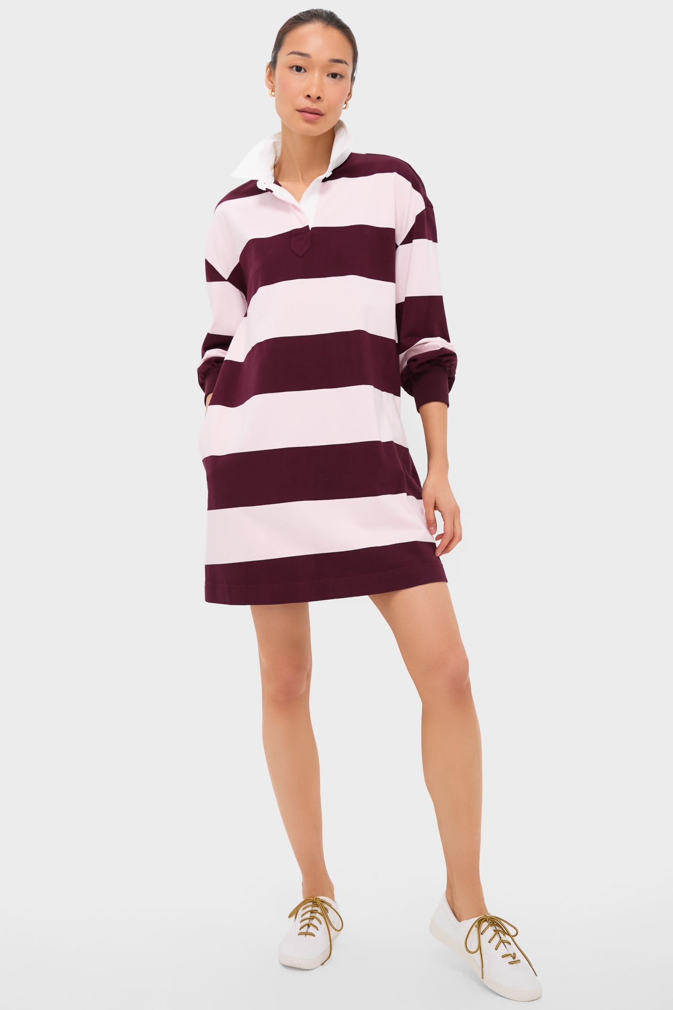 Pink and Winetasting Stripe Travis Rugby Dress