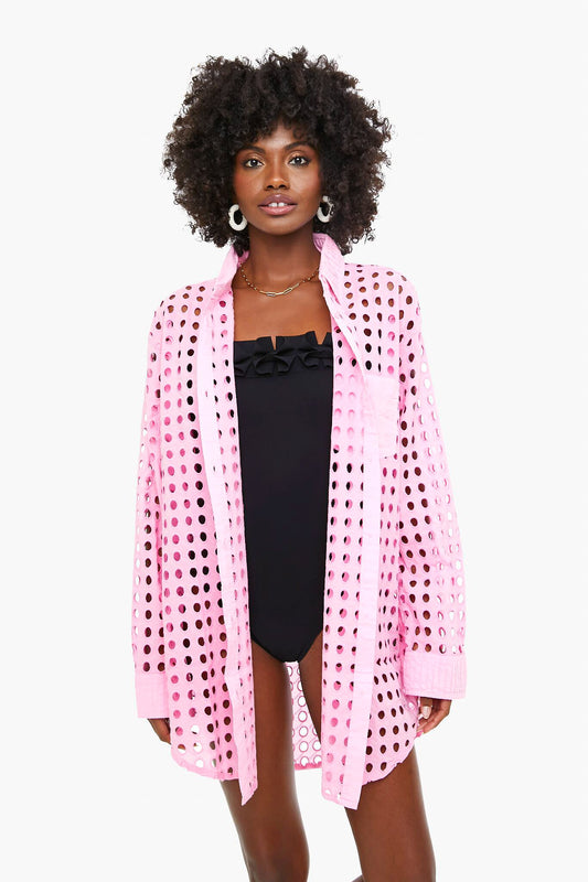 Bubblegum Eyelet Oxford Tunic