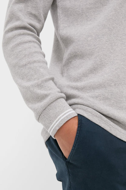 Heather Grey Waffle Rugby Polo