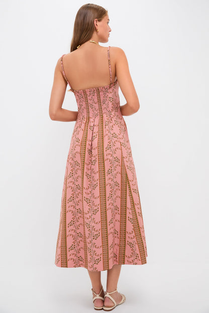 Rust Dandelion Floral Stripe Maisie Dress