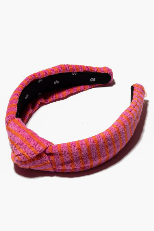 Fuchsia Tangerine Terry Cloth Knotted Headband