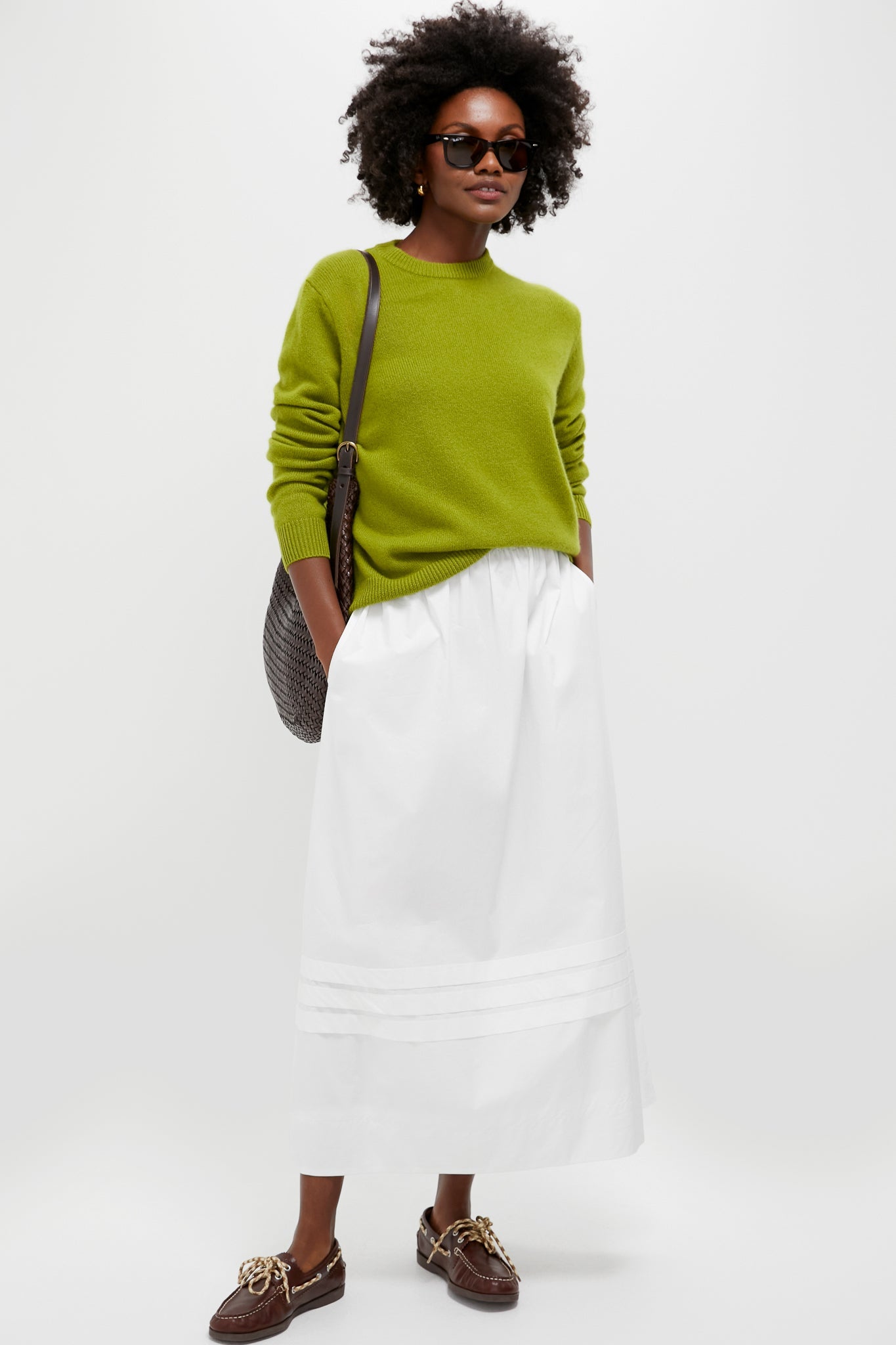 Ivory Pintuck Solstice Midi Skirt